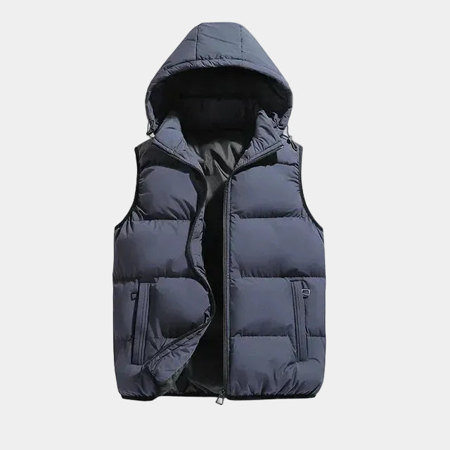 Doudoune sans manches homme matelassée à capuche, coloris Bleu