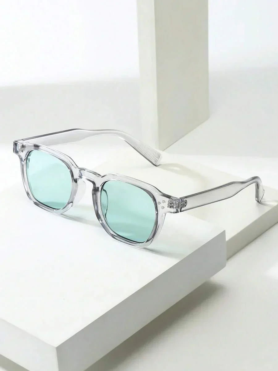 Lunettes de soleil homme à monture octogonale, coloris Gris/Bleu