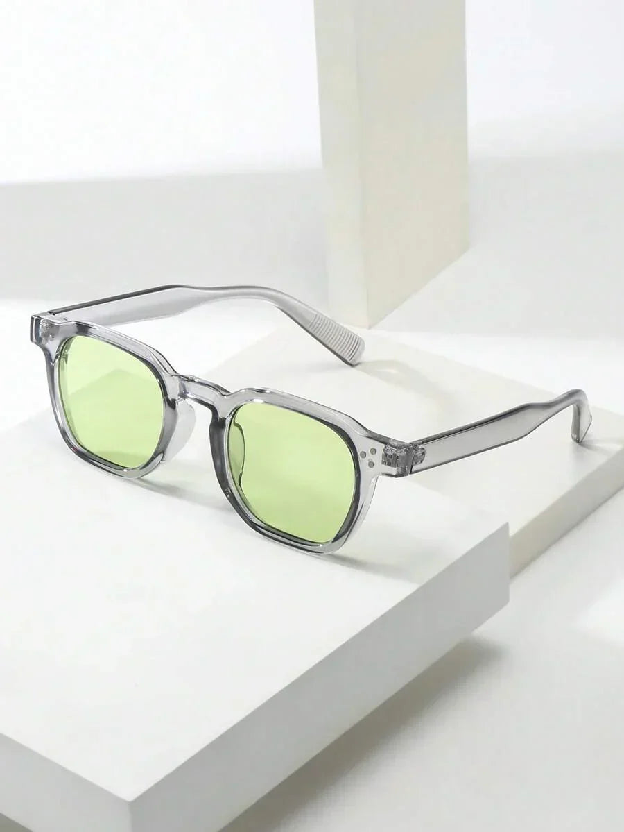 Lunettes de soleil homme à monture octogonale, coloris Gris/Vert