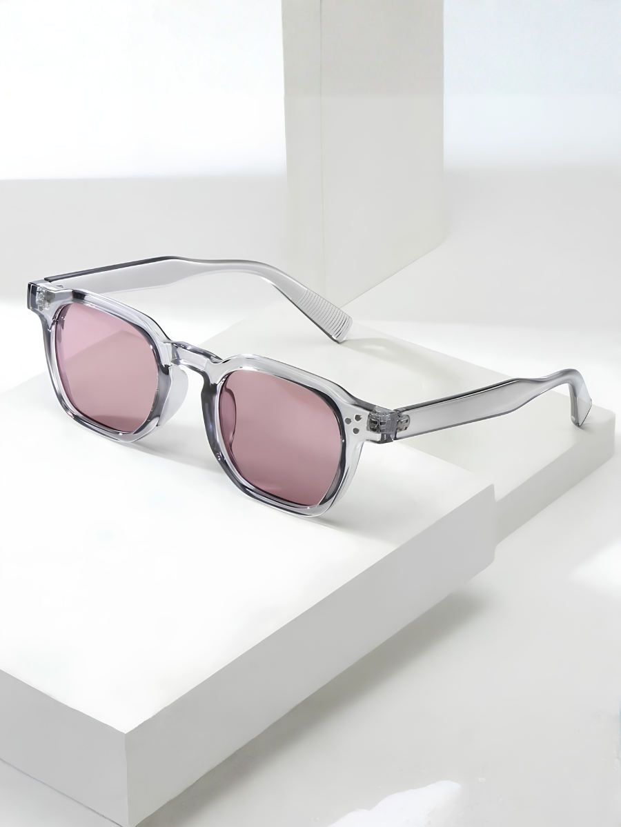 Lunettes de soleil homme à monture octogonale, coloris Gris/Violet