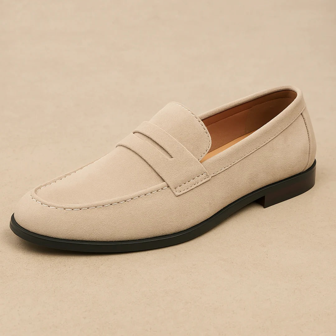 Mocassins penny homme à semelle basse, coloris Beige