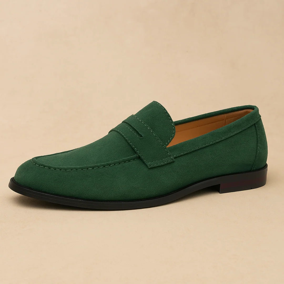 Mocassins penny homme à semelle basse, coloris Vert