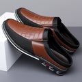Mules homme bicolores à enfiler, coloris Marron