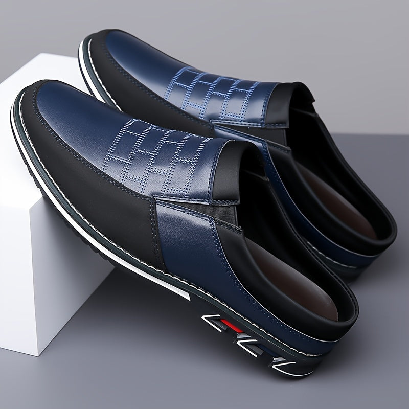 Mules homme bicolores à enfiler, coloris Bleu