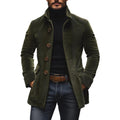 Manteau court ajusté en velours côtelé à col montant pour homme, coloris Vert armée