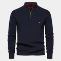Pull homme col montant zippé, coloris Bleu marine
